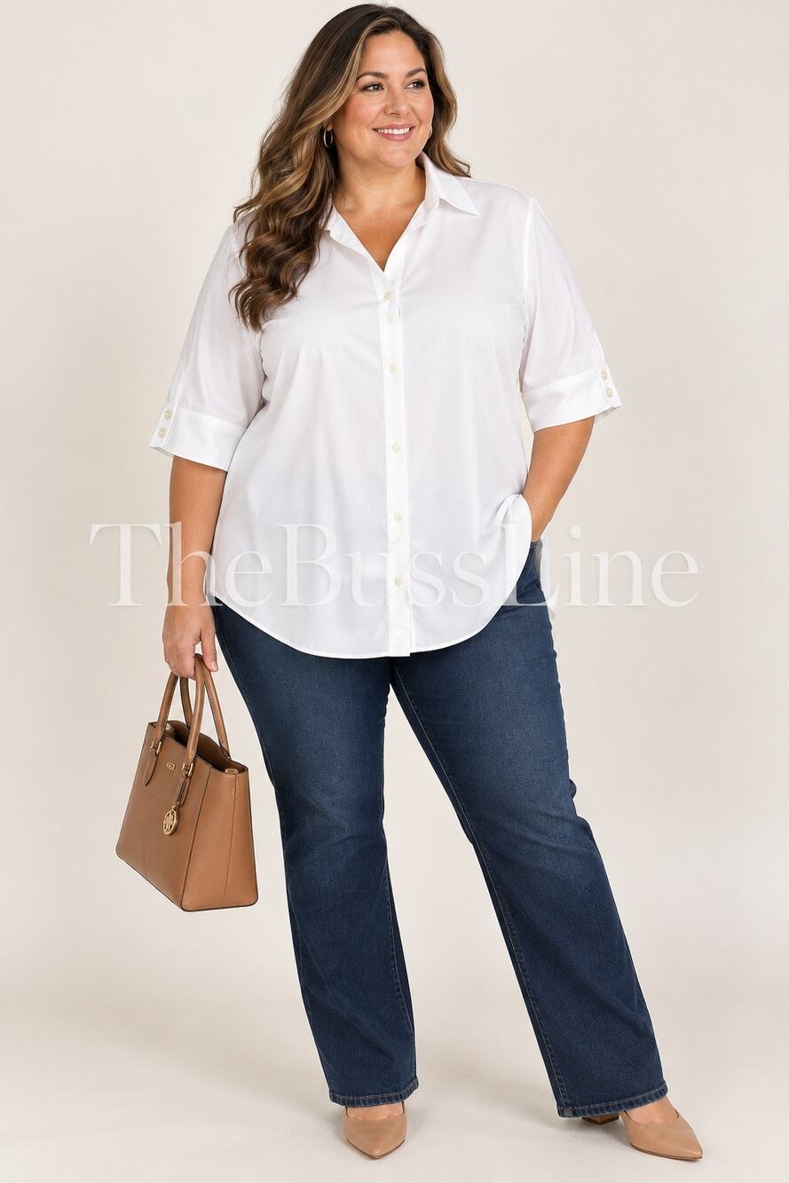 Lauren Ralph Lauren Shirt 22W White Stretch Non Iron Button Front Gold Label